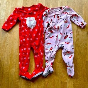 Carter’s Christmas pajama fleece onesies
